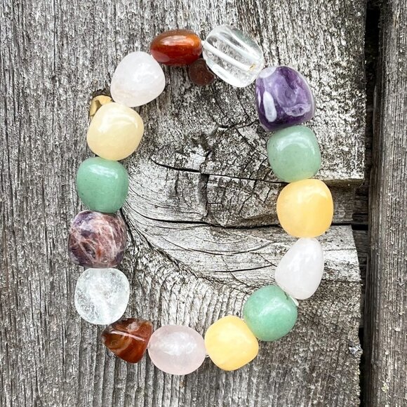 Multi Gemstone Nugget Bracelet Handmade - Picture 5 of 5